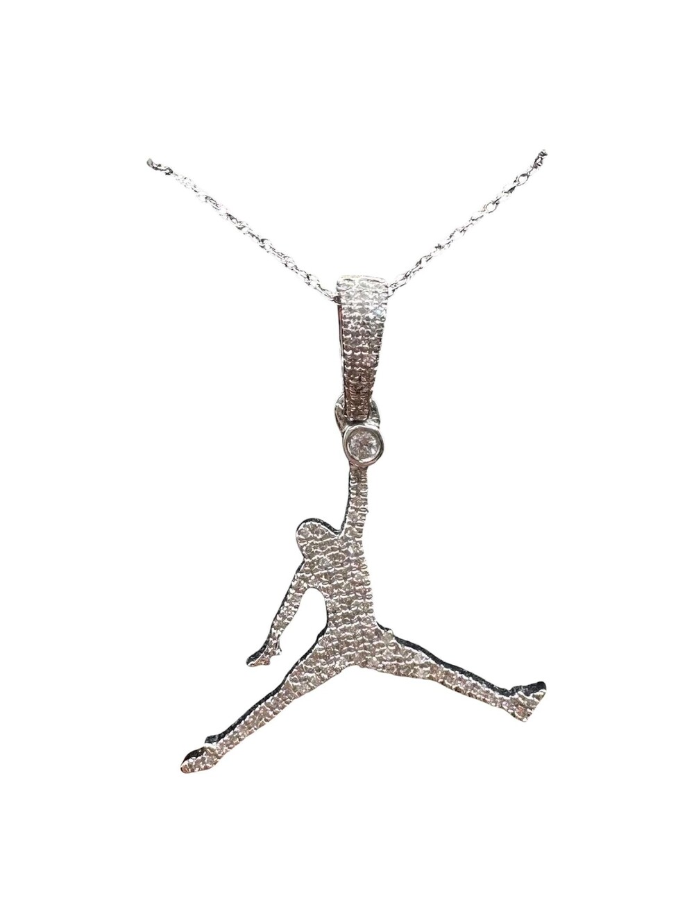 Diamond Basketball Necklace 10K White Gold 0.16ctw Diamonds 18in